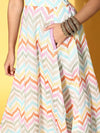 Women Multi Stripe Pocket Anarkali Skirt