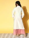 Women Off White Contrast Lace Detail Kurta