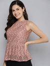 Women Dusty Pink Sleeveless Peplum Top