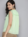 Women Sea Green Pintuck Sleeveless Top