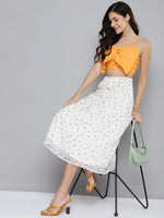 Women Orange Strappy Bow Detail Bustier Top