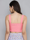 Women Pink Sweetheart Neck Strappy Crop Top