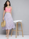 Women Blue Ditsy Floral Flared Skirt