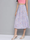 Women Blue Ditsy Floral Flared Skirt