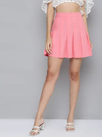 Women Pink Pleated Mini Skirt