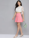 Women Pink Pleated Mini Skirt