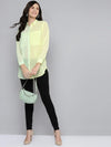 Women Sea Green Colour Block Longline Shirt