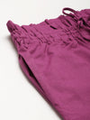 Women Fuchsia Smocked Waistband Straight Pants