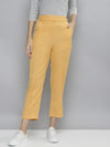 Women Yellow Belted Tapered Pants