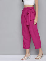 Women Pink Wrap Tapered Pants