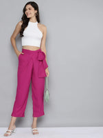 Women Pink Wrap Tapered Pants