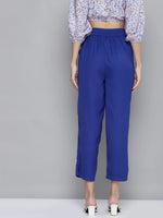 Women Royal Blue Wrap Tapered Pants