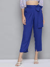 Women Royal Blue Wrap Tapered Pants