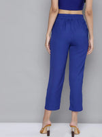 Women Royal Blue Flap Tapered Pants