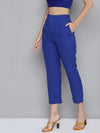 Women Royal Blue Flap Tapered Pants