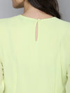 Women Lime Green Frill Hem Short Dress