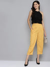 Women Yellow Front Pleat Pants