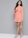 Women Power Pink Frill Hem Short Dress