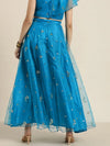 Women Teal Tulle Sequins Anarkali Skirt