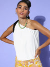 Women White One Shoulder Gathered Top