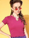 Women Fuchsia Rib T-Shirt