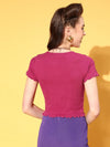 Women Fuchsia Rib T-Shirt