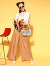 Women Brown High Waist Wide Leg Pants