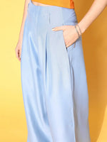 Women Blue High Waist Wide Leg Pants