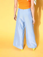 Women Blue High Waist Wide Leg Pants