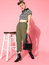 Women Olive Tie Hem Cargo Pants