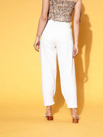 Women White Twill Boot Leg Cargo Pants