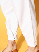 Women White Twill Boot Leg Cargo Pants