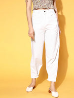 Women White Twill Boot Leg Cargo Pants