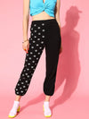 Women Black Eye Print Cargo Joggers