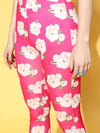 Women Fuchsia Floral Leggings