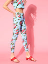 Women Blue Floral Leggings