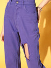 Women Purple Distressed Jeans