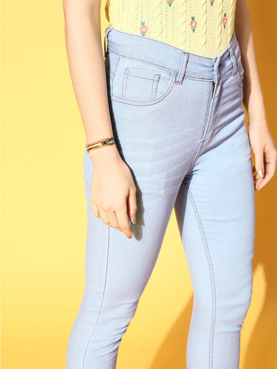 Women Ice Blue Slim Fit Jeans