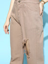 Women Taupe Distressed Jeans