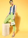 Women Neon Green Carrot Fit Pastel Jeans