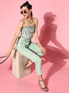 Women Sea Green Carrot Fit Pastel Jeans