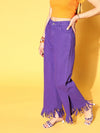 Women Purple Fringed Bottom Jeans