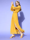 Women Mustard Wrap Maxi Dress