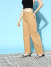 Women Khaki Wrap Detail Jeans