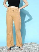 Women Khaki Wrap Detail Jeans