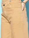 Women Khaki Wrap Detail Jeans