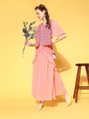 Women Dark Peach Contrast Frill Detail Maxi Dress