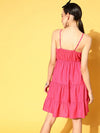 Women Fuchsia Strappy Tiered Dress