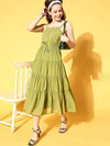 Women Mint Green Strappy Tiered Dress