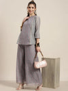 Women Grey Lotus Flared Palazzo Pants